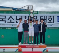 군위중학교 1학년 김동재, 제52회 전국소년체육대회 테니스 단체전 금메달 획득